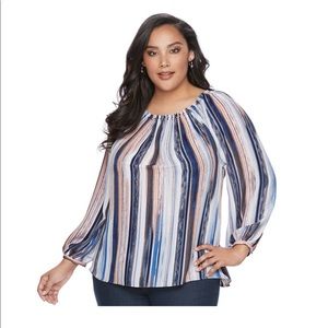 Plus Size JENNIFER LOPEZ Striped High-Low Top